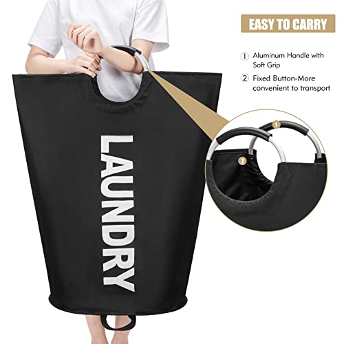 Maxsilan 125L X-Large Laundry Basket, Freestanding Tall Clothes Hamper, Collapsible Laundry Bag, Black - color: Black, size: 125L