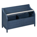 Knocbel Rustic Entry Storage Bench with Hidden Compartments and Removable Cushion, Wooden Entryway Hallway Foyer Shoe Bench Bedroom End of Bed Bench, 250lbs Weight Capacity (Antique Navy) - color: Antique Navy
