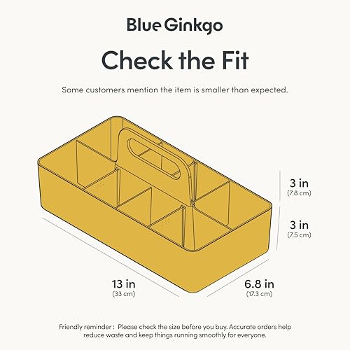 BLUE GINKGO Stackable Organizer Caddy – Korean-Made Portable Tote for Bathroom, Office, Crafts, or School Supplies (Long Rectangle, Yellow) - color: YELLOW, size: Long Rectangle