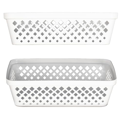 Glad Plastic Storage Basket Set - Multipurpose Drawer Trays, Kitchen Pantry Containers, and Bathroom Bins - 6 Pack Medium Organizers, White - color: White, size: Medium