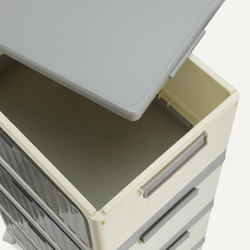 Amazon Basics 4-Tier Storage Bins with Lids, Stackable and Collapsible, 23QT per Tier, 92QT Total Capacity
