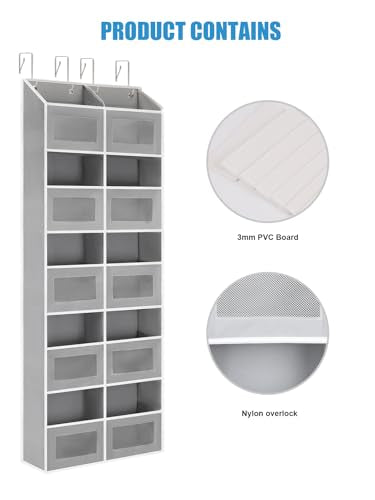 Over the Door Organizer Hanging- 10 Compartments, 80 lbs Load Behind Door Stuffed Animal Storage, Extra Large Toys Storage Organization for Bedroom, Bathroom, Closet, Nursery, Shoes, Diaper (grey) - color: grey