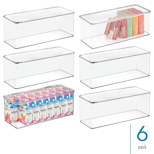 iDesign Plastic Stackable Hinged-Lid Storage Box for Kitchen, Bathroom, or Office - Set of 6 - Clear - style: Pack of 6
