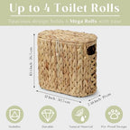 YANGQIHOME Toilet Paper Storage, Water Hyacinth Toilet Paper Storage with Lid, Papers Container for up to 4 Mega Rolls, Bathroom Basket Organizer - size: 4 Rolls