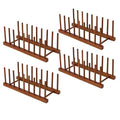 HBlife 4pcs Teak Dish Drying Rack Plates Holder Stand Kitchen Storage Cabinet Organizer for Dish/Plate/Bowl/Cup/Pot Lid/Cutting Board (8 Slots) - color: Teak 8 Slots 4pcs
