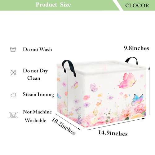 CLOCOR Rectangular Storage Basket,Collapsible Cute Pattern Storage Bin,Waterproof Books Box with Handles,Gift Basket(Golden Butterfly) - color: Golden Butterfly
