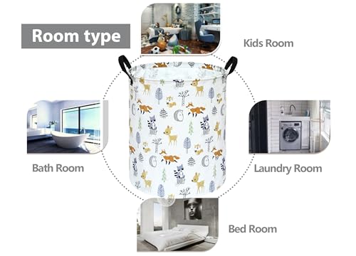 19.7 Inch Round Laundry Hamper Cute Animal Pattern Laundry Basket Fabric Storage Hamper Organization Bin, Toy Box,Gift Basket with Handles for Room - color: F-RT02548