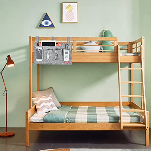 Zafit Linen Bedside Caddy, Bedside Storage Organizer for Hospital Beds, College Dorm Rooms or Baby Bed (6 Pockets-Grey) - color: Grey, size: 6 Pockets