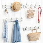 Forbena White Coat Rack Wall Mount 4-Pack, Coat Hanger Wall Mounted for Hanging Clothes Purse, Modern Key Holder Hooks for Closet Hat, Belt, Bag, Backpack, Leash (White and Silver - 16 Hooks) - color: White & Silver