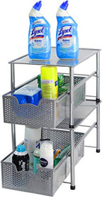 Simple Houseware Stackable Under Sink Cabinet Sliding Basket Organizer Drawer, Silver - color: Silver