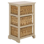 SAFAVIEH Home Collection – Halle Sand 3-Drawer Basket Storage Side Table, Coastal Accent Design, Fully Assembled (AMH5738G) - color: Sand