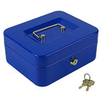 KYODOLED Cash Box with Money Tray,Storage Safe Lock Box with Key,Cash Drawer,7.87"x 6.30"x 3.54" Blue Medium - color: Blue, size: Medium
