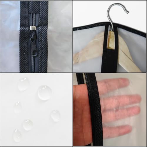 Clear Garment Bags for Hanging Clothes,48" Suit Bags for Closet Storage,12 Pack Garment Bags for Storage,Breathable Lightweight Dust Proof Cover with Study Full Zipper for Coats,Jackets - size: 12pcs 24'' x 48''