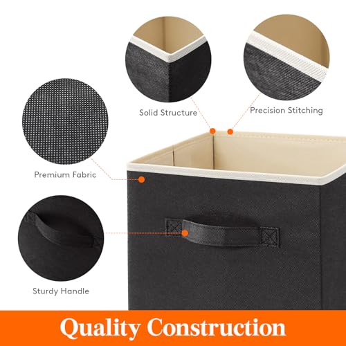 Lifewit Storage Cubes, Foldable Decorative Fabric Storage Baskets for Organizing Home Organizers with Handles for Shelves, Closet, 13 Inch Bins, 36L Black, 12 Packs - color: Black, size: 12pcs-13INCH