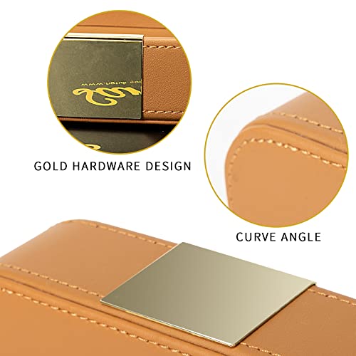 SANZIE Luxury Leather Desktop Storage Small Catchall Organizer Decorative Tray for Entryway Table to Hold Jewelry Watch Cosmetics Keys Phone Wallet, Home & Office Accessories (Metal Gilded, Orange) - color: Orange (Metal Glided), size: 7.5" x 7.2" x 2"
