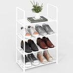Upgrade Stackable Small Shoe Rack, 4-Tier Shoe Shelf Storage Organizer with Handle for Entryway, Hallway and Closet(White) - size: 4-Tier(White)