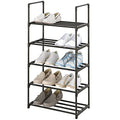 5-Tier Small Shoe Rack, Metal Stackable Kids Shoe Shelf Storage Zapateras Organizer,Narrow Shoe Rack Sturdy for Closet Hallway Entryway Living Room Bedroom (Black) - size: 5-Black
