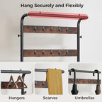 DUMOS Hall Tree with Shoe Bench and Coat Rack, Entryway Bench with Shoe Storage and Hooks, 4-in-1 Coat and Shoe Rack for Entryway, Mudroom Storage Organizer with Shelves, Rustic Brown