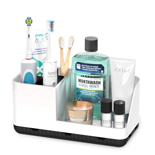 Toothbrush Holders for Bathroom Counter - Detachable Bathroom Organizer and Storage Electric Toothbrush and Toothpaste Holder, Bathroom Decor Accessories for Countertop, Shower, Sink - color: Whiteblack