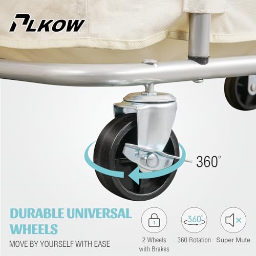 PLKOW Laundry Cart with Wheels 320L Large Rolling Laundry Cart for Commercial/Home, Rolling Laundry Basket with Steel Frame and Waterproof Lining, 9 Bushel, 32.3L x 19.7W x 30.7H Inch, Beige - color: Beige-320L