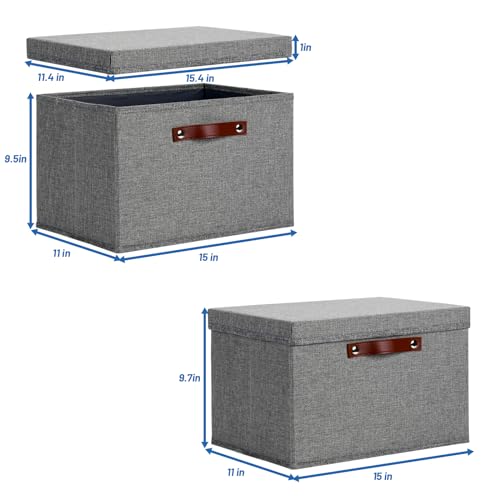 Temary Storage Bins with Lids 2-Pack Large Foldable Storage Baskets with Lid, Fabric Storage Bin for Organizing Home (Grey, 15x11x9.5inch) - color: A-Gray, size: 15×11×9.5