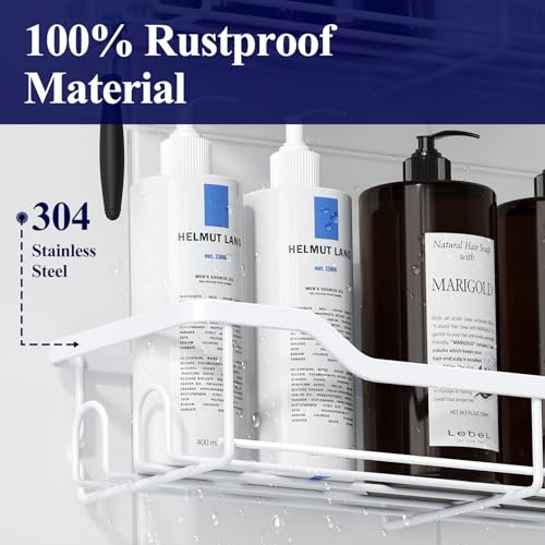 Kitsure Shower Caddy Large - Adhesive Shower Organizer, Stainless Steel Shelf for Inside Shower, No Drill Bathroom Organizers and Storage, Home Decor Accessories, 2 Pack, White - color: White, size: Large