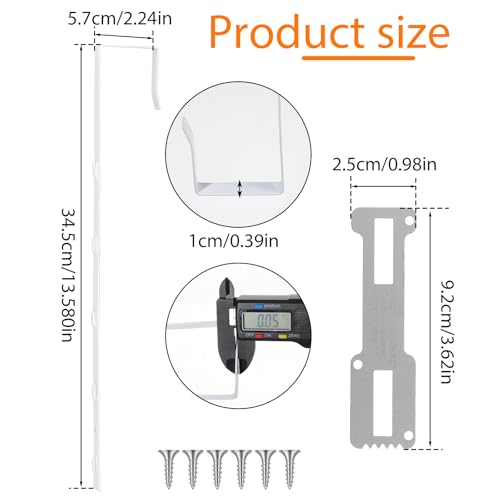 Ptwola 2 PCS Over The Door Mirror Hanger Adjustable Door Mirror Hanger Set Five Hole Over-The-Door Mirrors Hook Doors Brackets Perfect Height White Mirrors Doors Hangers with 2 Iron Filings