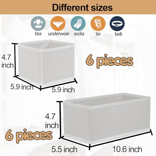 Fordonral Drawer Organizer Clothes, Foldable Fabric Dresser Organizer Closet Organizers and Storage Box for Underwear,Folded Clothes,Baby Clothing,Socks,Bra,Towels,Ties(6M+6S,White) - color: White, size: 6M+6S