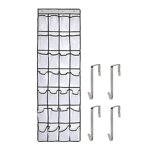 Pocket Shoe Organizer,28 Pocket Door Shoe Organizer Hanging Shoe Organizer Shoe Rack for Closet Pantry Shoe Holder for Men Sneakers, Women High Heeled Shoes, flip flops(White,size:68.5x20.88inch)