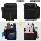 Wearable Large Cleaning Caddy Bag for Housekeeper, Clean Supply Organizer with Adjustable Shoulder, Waist & Handle Straps, Detailing Bag for Kitchen Supplies (Black) - color: Black