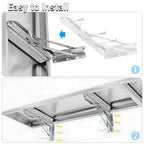 Concession Shelf Drop Down 12" x 48", Spliced Style Folding Concession Stand Shelf Commercial Grade Stainless Steel, Foldable Concession Shelves for Snack Bar, Food Cart, Movie Theater - size: 12" x 48"