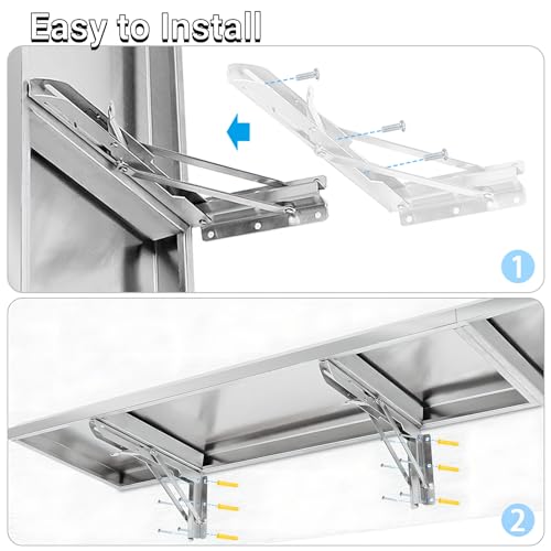 Concession Shelf Drop Down 18" x 72", Spliced Style Folding Concession Stand Shelf Commercial Grade Stainless Steel, Foldable Concession Shelves for Snack Bar, Food Cart, Movie Theater - size: 18" x 72"