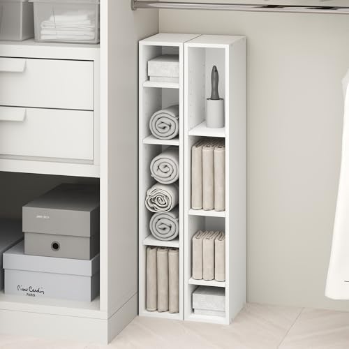 Furinno Fulda 8-Tier Closet Organizers and Storage, Open Shelf, Storage Organizer, 6-Inch Width, for Closet, Bedroom, White - color: White, size: 8-tier; 6"w
