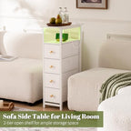 Yoobure LED Narrow Nightstand with Charging Station - Slim Dresser for Bedroom Narrow Side Table Storage Cabinet, Small Dressers Chest of Drawers, Tall Night Stand End Table for Small Spaces, White - color: White