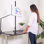 Single Tall Monitor Mount, Extra Long Computer Stand with 47 inch Pole, Floor Computer Stand, Free-Standing Monitor Desk Mount Support 13 to 27 inch Screen,22lbs