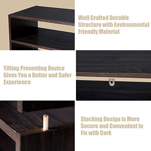 Giantex 3-in-1 Vertical Shoe Rack, 6-Tier Free Standing Shoe Storage Organizer w/Stackable Design for 18 Pairs, 31 Inch Wide Wood Shoe Shelf for Closet, Entryway, Living Room, Office, Walnut - color: Walnut