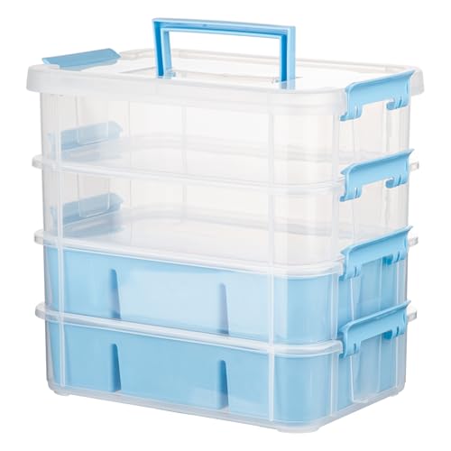 CraftGenes Art Supply Storage Organizer with 2 Removable Trays, 4-Layer 10QT Durable Craft Organizers and Storage for Sewing, Tool, Office Supplies, Art, Craft Supplies - color: Blue