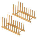 HBlife 2pcs Heighten and Widen Bamboo Dish Drying Rack Plate Bowl Cup Book Pot Lid Cutting Board Stand Drainer Storage Holder Organizer for Kitchen Cabinet - color: Rod 4inch High 6slots With 6inch High 2slots 2pcs