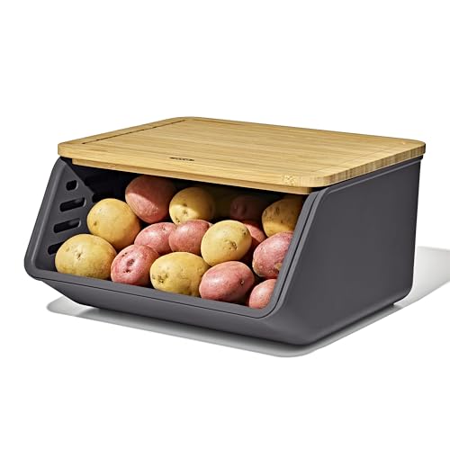OXO Good Grips Produce Saver Root Vegetable Bin with Lid, 5 lb Capacity Potato and Onion Storage for Pantry, Stackable Vegetable Storage Container - style: Root Vegetable Bin