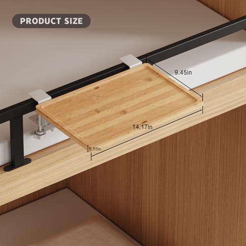 Magheo Bedside Shelf Wood, Foldable Clip-On Bunk Bed Table Shelf for Top Bunk Space Saving Bed Side Table Tray for College Dorm Room Essentials, Loft Nightstand Organizer Tray with 2 Cord Hole(Black) - size: Foldable