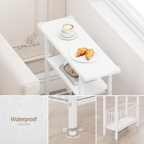 Vagusicc Narrow Side Table, Skinny Side Table for Couch, 3-Tier Small End Table for Small Spaces, Bed Side Tables with Storage, 25.2" Tall Slim Nightstand Bedside table for Living Room, Bedroom, White - color: White, style: Ordinary