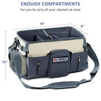 Large Cleaning Supplies Organizer-Cleaning Caddy Organizer With Handles & Shoulder Strap-Cleaning Bags for Cleaning Suppliers-Housekeepers Wearable Cleaning Tote Upgraded - color: Beige