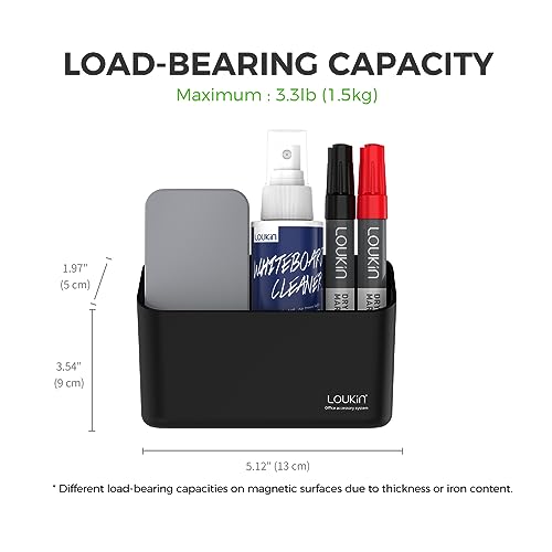 loukin Magnetic Marker Holder, Dry Erase Marker Holder, Remote Control Holder, Magnetic Storage Organizer for Whiteboard or Refrigerators (Black) - color: Black