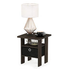 Furinno Andrey Set of 2 End Table / Side Table / Night Stand / Bedside Table with Bin Drawer, Dark Brown/Black - color: Dark Brown/Black, size: 2-Pack, Center Bin