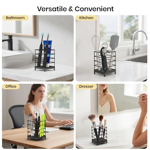 Toothbrush Holders with Quick Drying Mat—Black DiatomiteToothbrush and Toothpaste Holder for Bathroom—3 Slots Openwork Design Bathroom Counter Organizer for Electric Toothbrush,Razor, Toothpaste - size: Small
