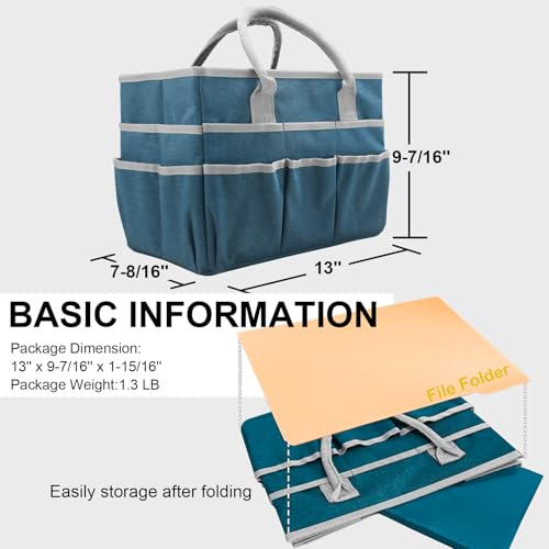 Cupohus Craft Organizer Bag, Art Supply Tote with Multiple Pockets, Portable Sewing Bag for Markers Scissors Brushes, Multi-Purpose Storage Case for Artists Crafters Hobbyists, Lightweight Travel Tote - color: DarkGreen