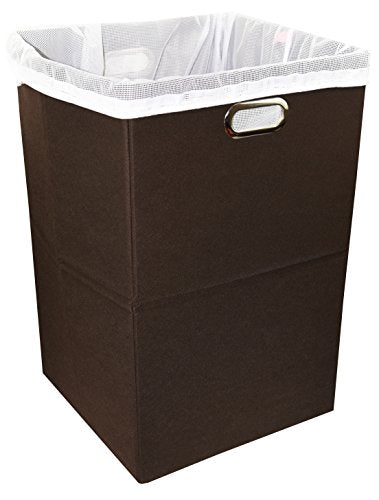 Extra Large Laundry Hamper with Laundry Bag, Foldable Clothes Basket with Metal Handles & Moisture-Resistant Base, Premium Durable Fabric for Bathroom, Dorm, and Family (Brown) - color: Brown