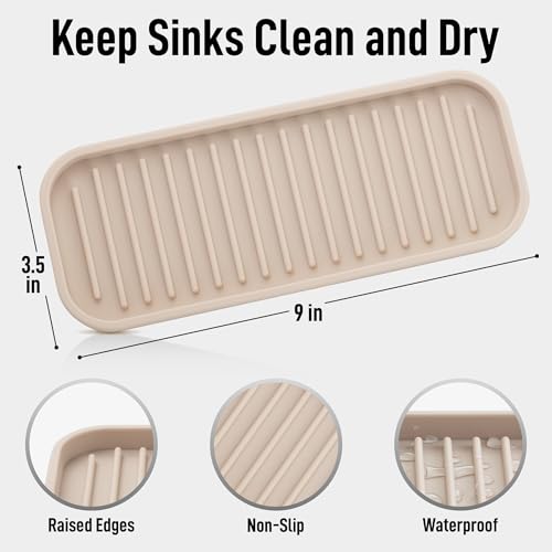 Zulay Kitchen (9x3.5) Silicone Sponge Holder for Kitchen Sink - Flexible Multipurpose Soap Tray - Sink Organizer for Kitchen, Bathroom, Makeup, Trinkets & More (Ivory) - color: Ivory, size: Medium (9x3.5)