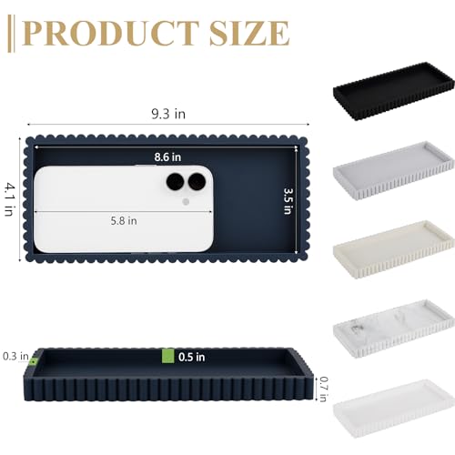 Silicone Bathroom Tray Small Vanity Organizer Rectangle Sink Caddy Sponge Holder Kitchen Counter Decor for Dish Soap, Perfume, Candle, Dark Blue - color: Dark Blue