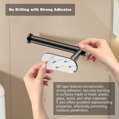 Voldra Toilet Paper Holder, Self Adhesive Toilet Paper Holder Wall Mount, SUS 304 Stainless Steel Toilet Tissue Roll Holder No Drilling for Bathroom Porta Papel de Baño (Matte Black, Classic) - color: Black, size: Classic